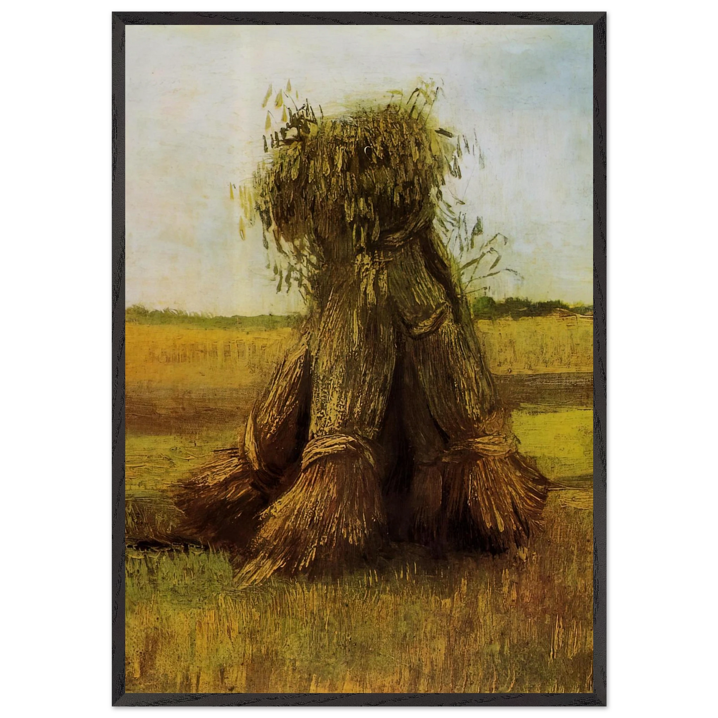 Sheaves of Wheat in a Field - Vincent van Gogh Framed Art Print – Black Wooden Frame - Default Title - -Framed Art Print