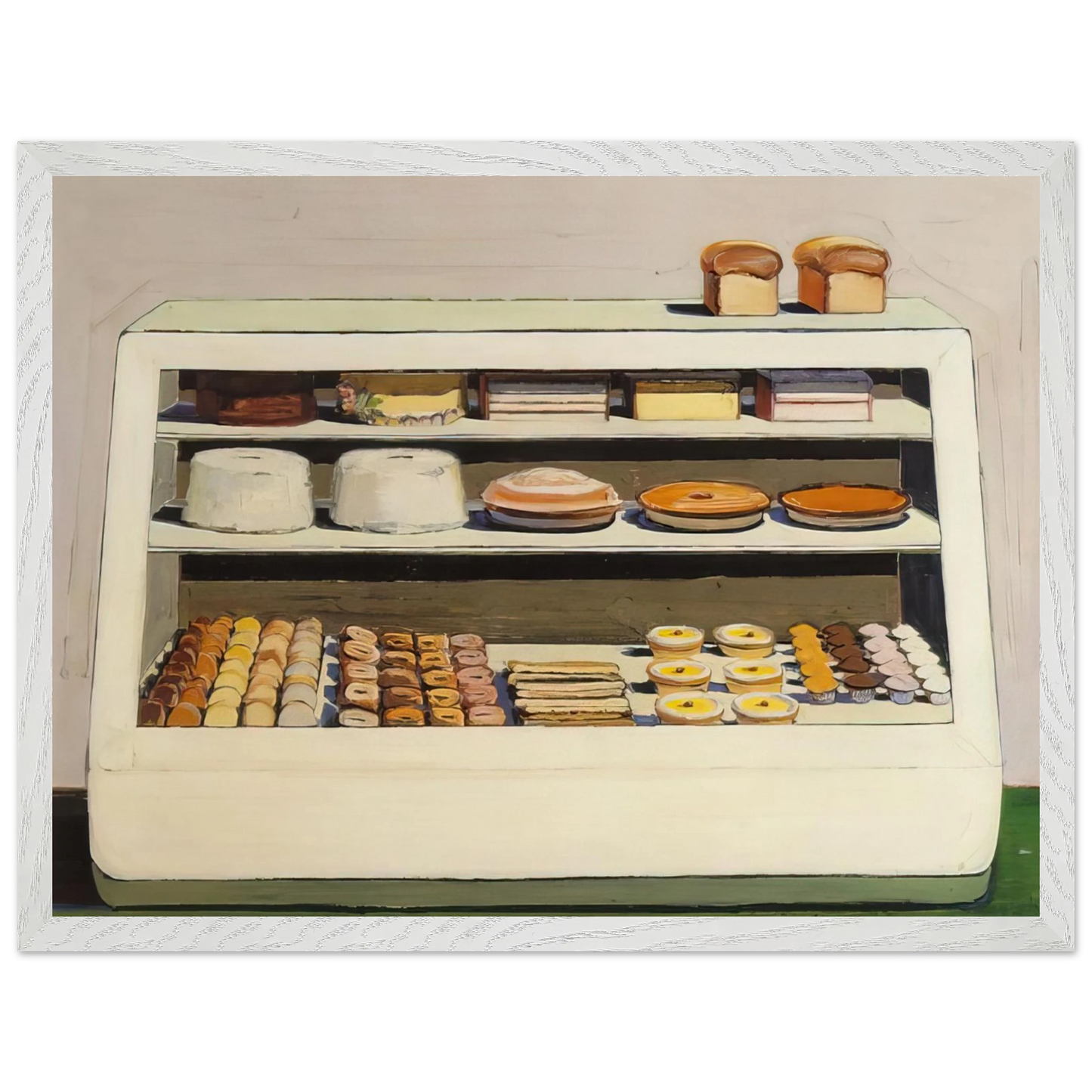 Wayne Thiebaud - Bakery Counter - 1962 Wall Art - 60x80 cm / 24x32 inches - Premium Wooden Framed Poster With Fine Art Paper - Wood frame
