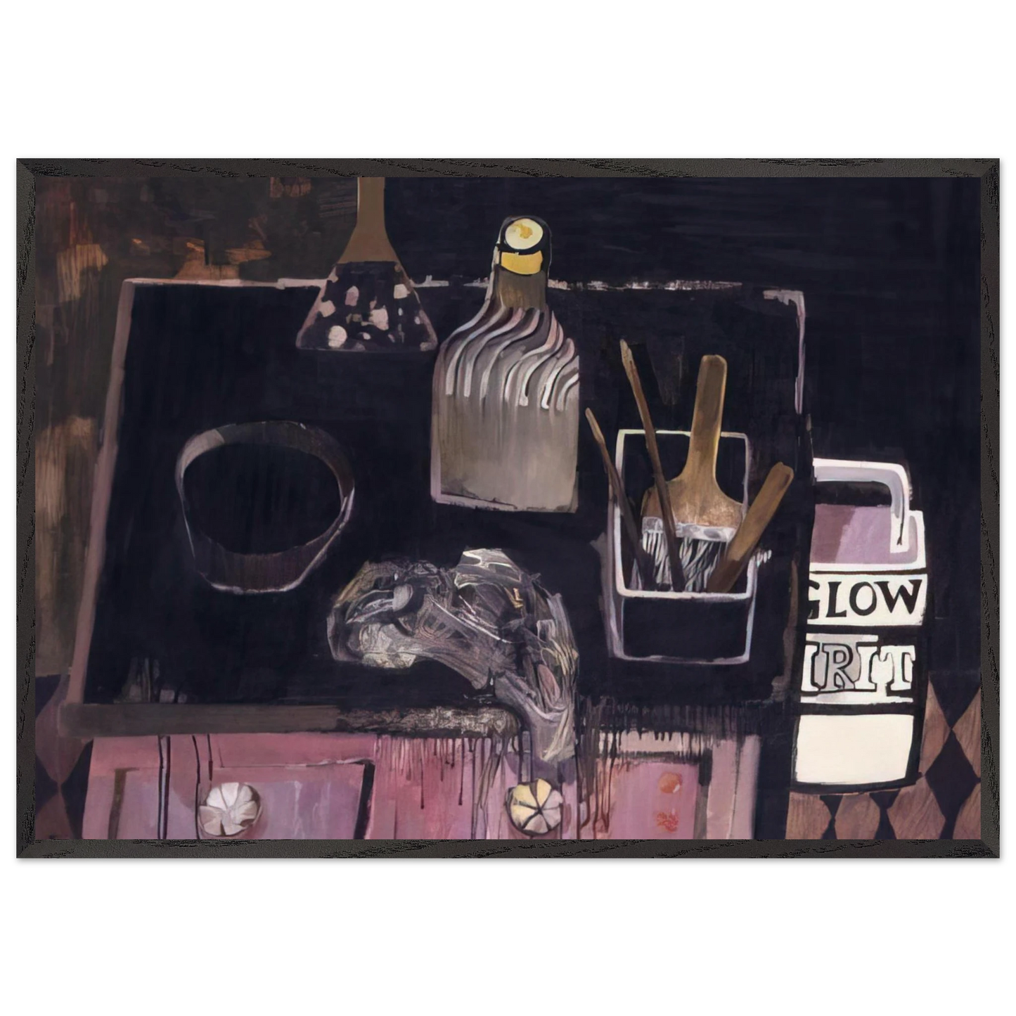 The Etching Table - 1971 - Mary Fedden Framed Art Print – Black Wooden Frame - Default Title - -Framed Art Print