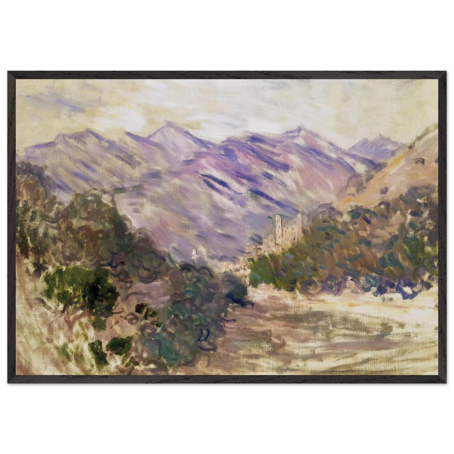 The Valley of the Nervia with Dolceacqua - claude monet Framed Art Print – Black Wooden Frame - Default Title - -Framed Art Print