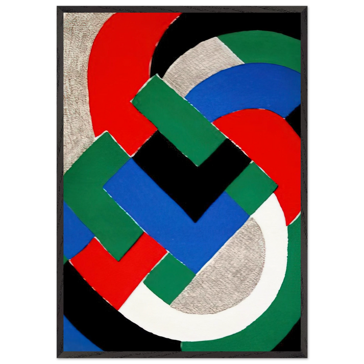 COMPOSITION WITH GREEN AND BLUE - Sonia Delaunay 70x100 cm / 28x40 inches Framed Art Print – Black Wooden Frame