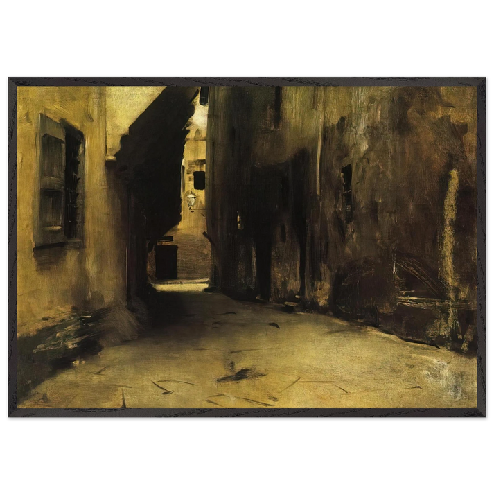 A Street in Venice - John Singer Sargent 70x100 cm / 28x40 inches Framed Art Print – Black Wooden Frame