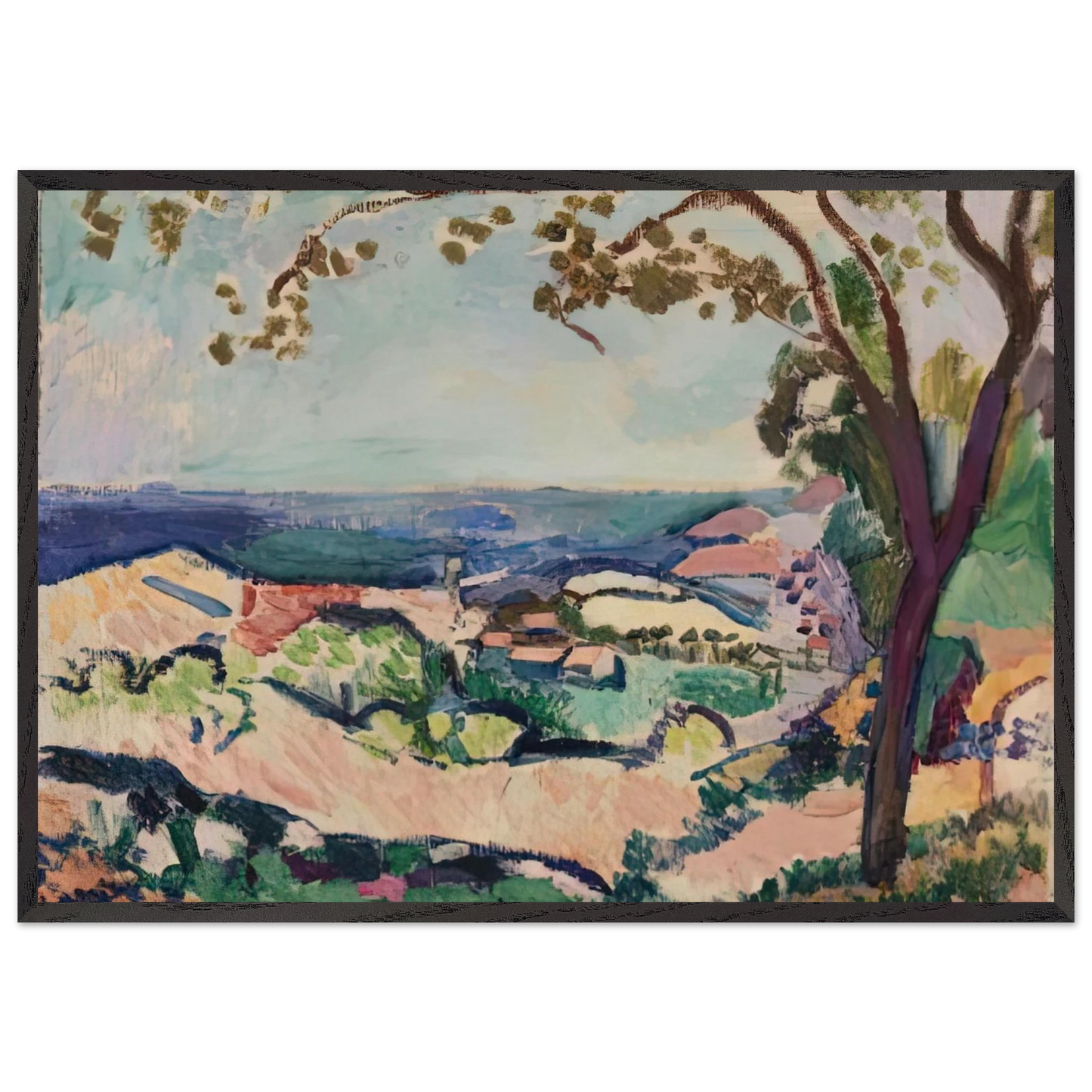COLLIOURE LANDSCAPE 1906 - Henri Matisse 70x100 cm / 28x40 inches Framed Art Print – Black Wooden Frame