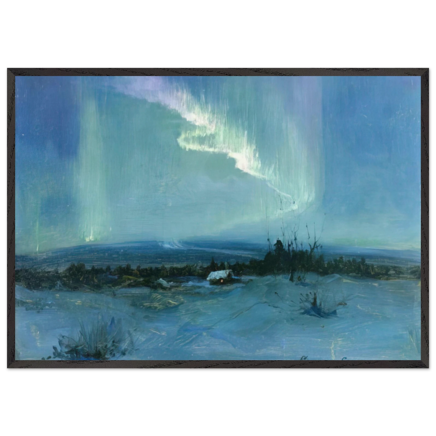 Northern Lights - Romanticism - Sydney Laurence 70x100 cm / 28x40 inches Framed Art Print – Black Wooden Frame