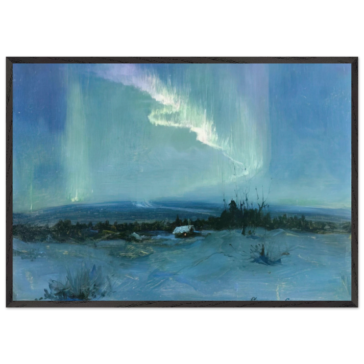 Northern Lights - Romanticism - Sydney Laurence 70x100 cm / 28x40 inches Framed Art Print – Black Wooden Frame