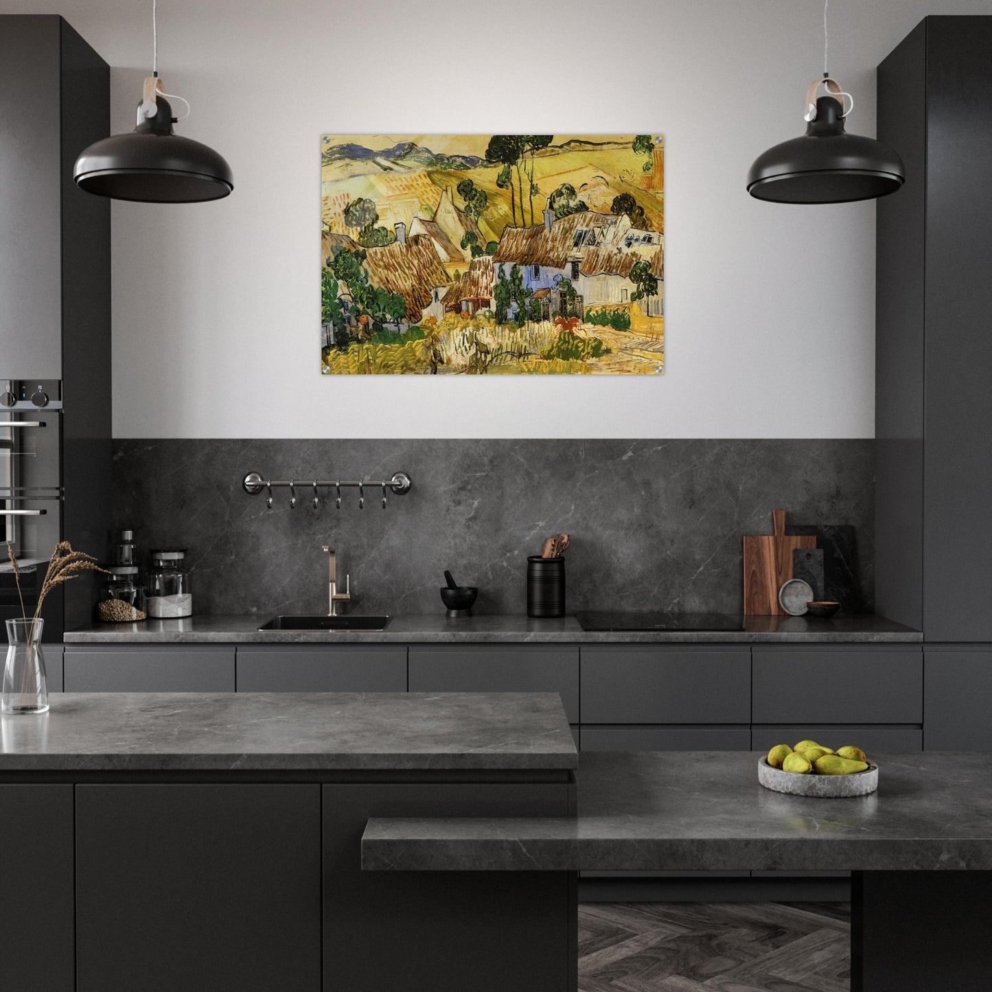 Thatched Houses against a Hill - Vincent van Gogh Acrylic Print - 70x100 cm / 28x40″ inches | Vincent van Gogh Wall Art | Vincent van Gogh Prints