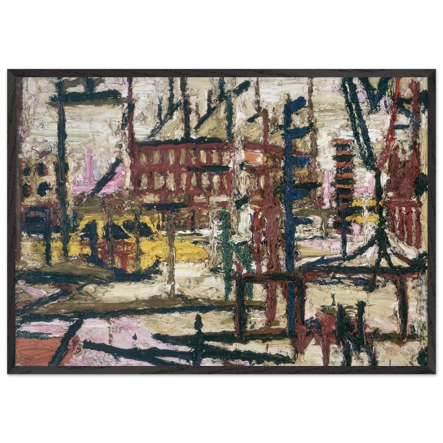 MORNINGTON CRESCENT - Frank Auerbach 70x100 cm / 28x40 inches Framed Art Print – Black Wooden Frame