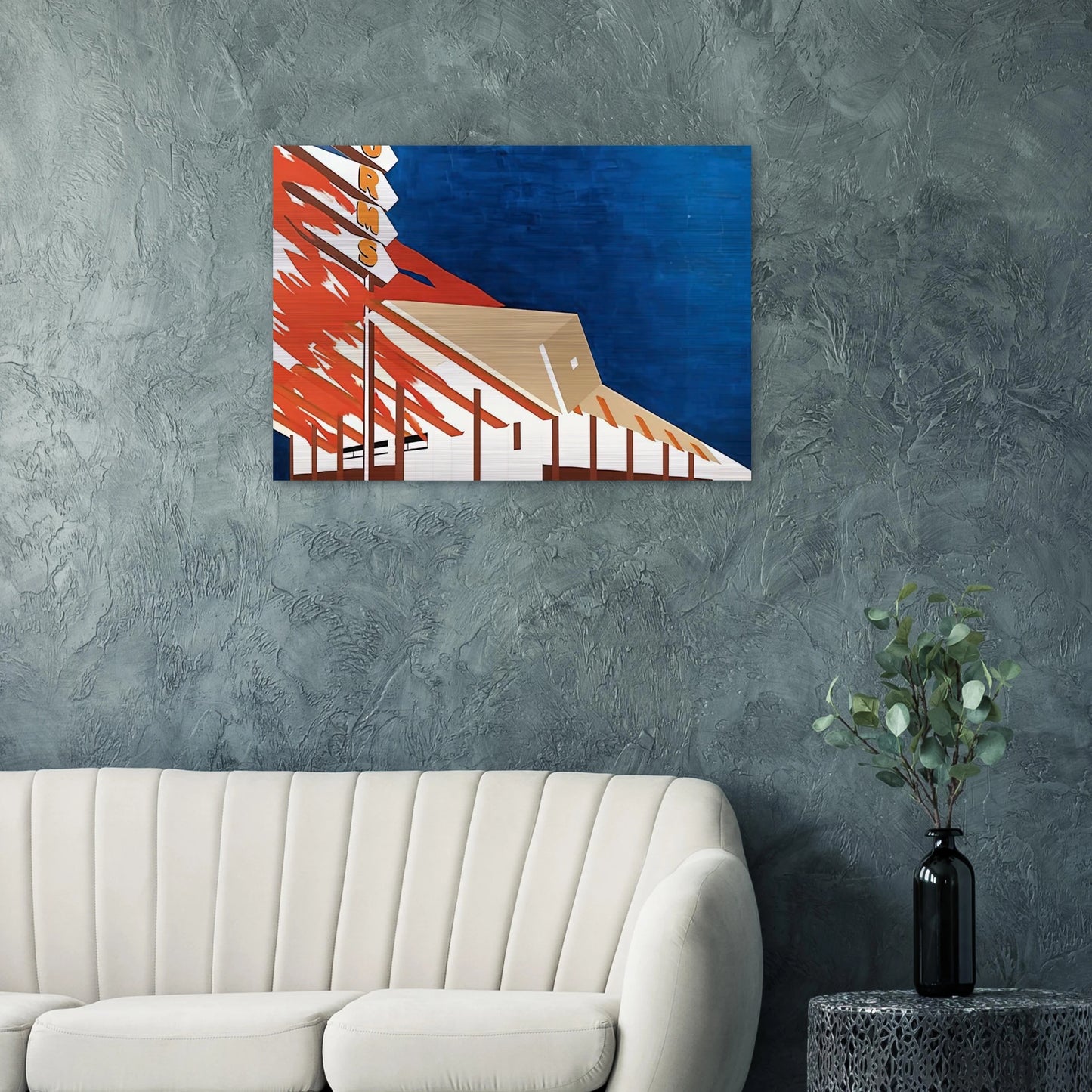 NORMS LA CIENAGA ON FIRE 1964 - Edward Ruscha Brushed Aluminum Print - 70x100 cm / 28x40 inches | Edward Ruscha Aluminum Print | Edward Ruscha Prints