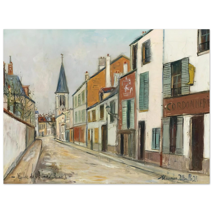 Maurice Utrillo - RUE JEAN DURAND ET LEGLISE STAINS SEINE SAINT DENIS 1940 75x100 cm / 30x40inches Fine Art Poster