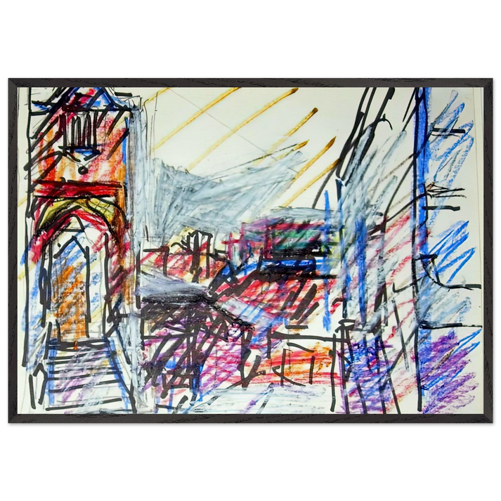 TO THE STUDIOS - Frank Auerbach 70x100 cm / 28x40 inches Framed Art Print – Black Wooden Frame