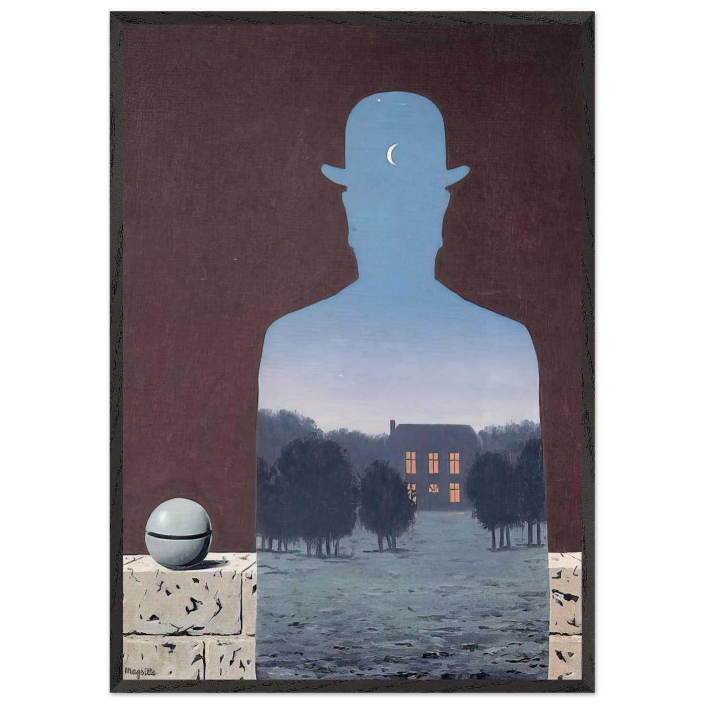 THE HAPPY DONOR 1966 - Rene Magritte 70x100 cm / 28x40 inches Framed Art Print – Black Wooden Frame