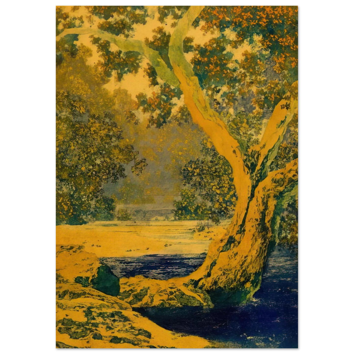 Maxfield Parrish - Study for Autumn Brook Wall Art - 30x40 cm / 12x16 inches - Fine Art Poster - -