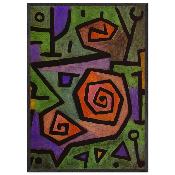 HEROIC ROSES 1938 - Paul Klee 70x100 cm / 28x40 inches Framed Art Print – Black Wooden Frame