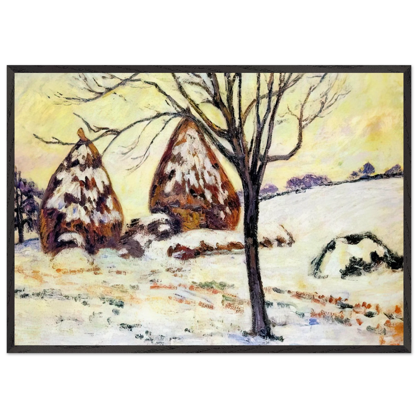 Effts de neige a Palaiseau - 1883 - Armand Guillaumin Framed Art Print – Black Wooden Frame - Default Title - -Framed Art Print