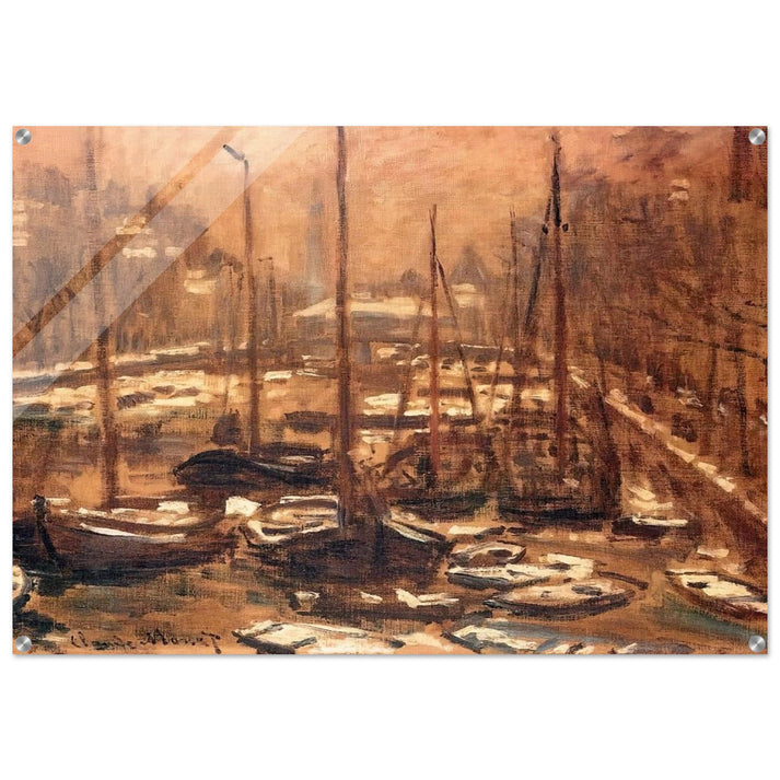 Geldersekade of Amsterdam Invierno - claude monet Acrylic Print - 70x100 cm / 28x40″ inches | claude monet Wall Art | claude monet Prints