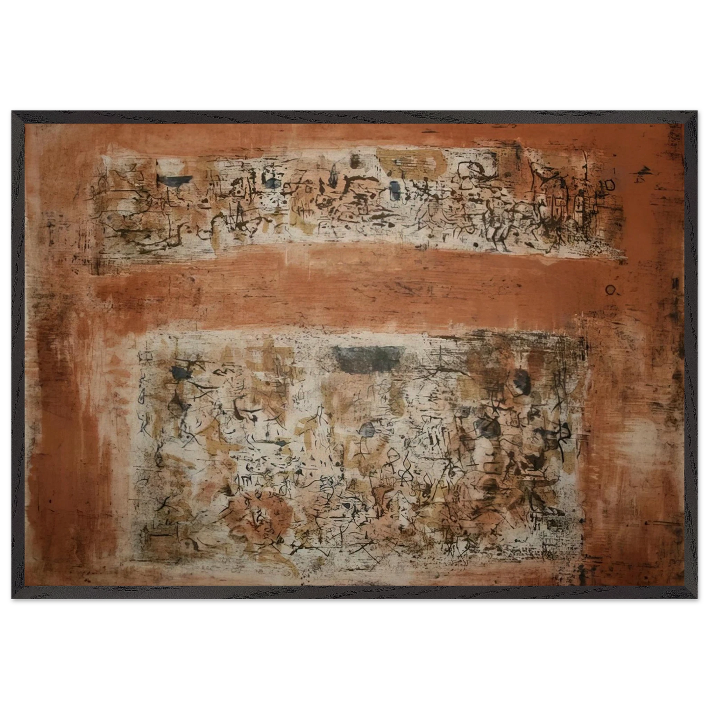 ENTRE DEUX VILLES 1955 - Zao Wou-Ki 70x100 cm / 28x40 inches Framed Art Print – Black Wooden Frame