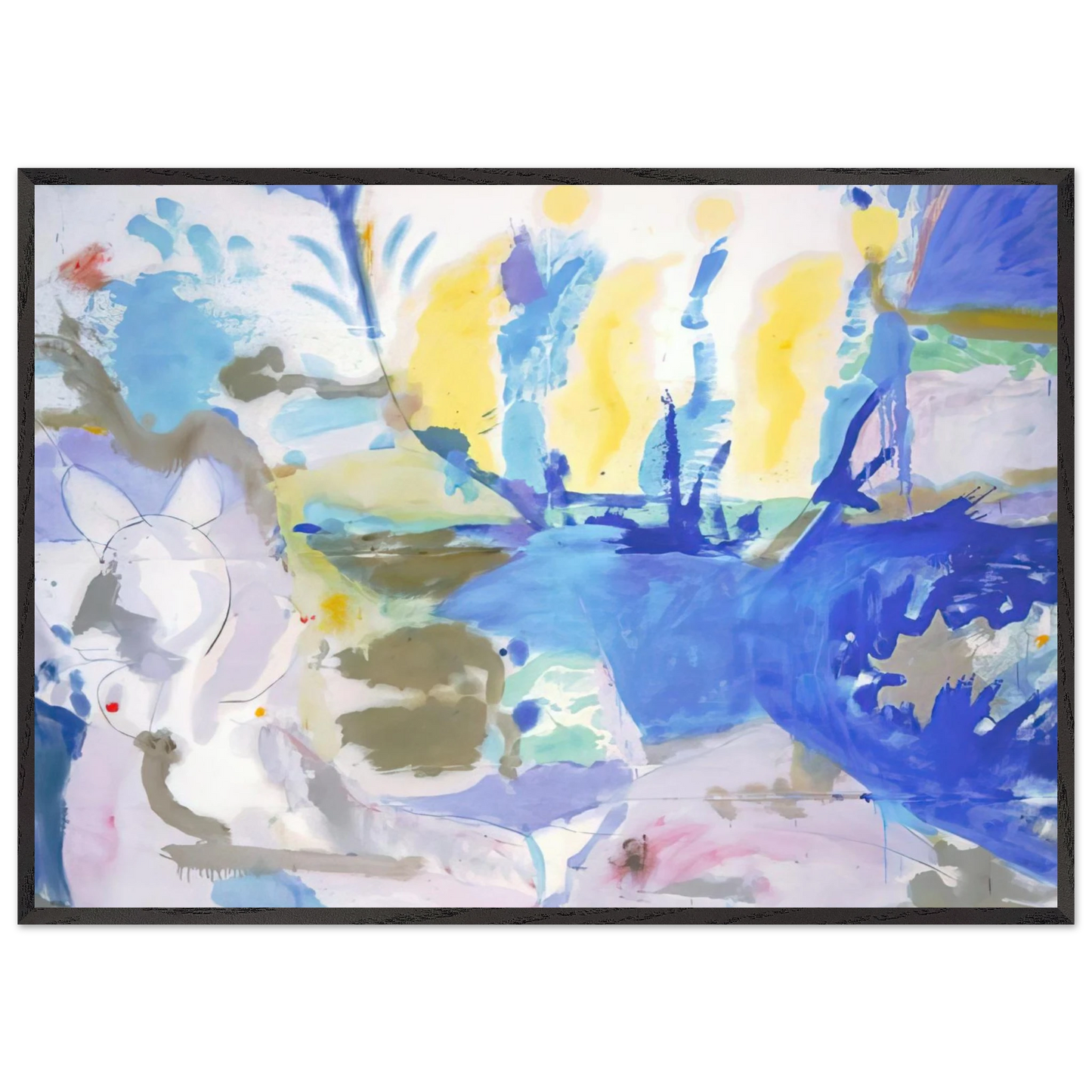 Helen Frankenthaler - Basque Beach - 1958 Wall art - A2 (42 x 59.4 cm) - Premium Wooden Framed Poster With Fine Art Paper - Black frame
