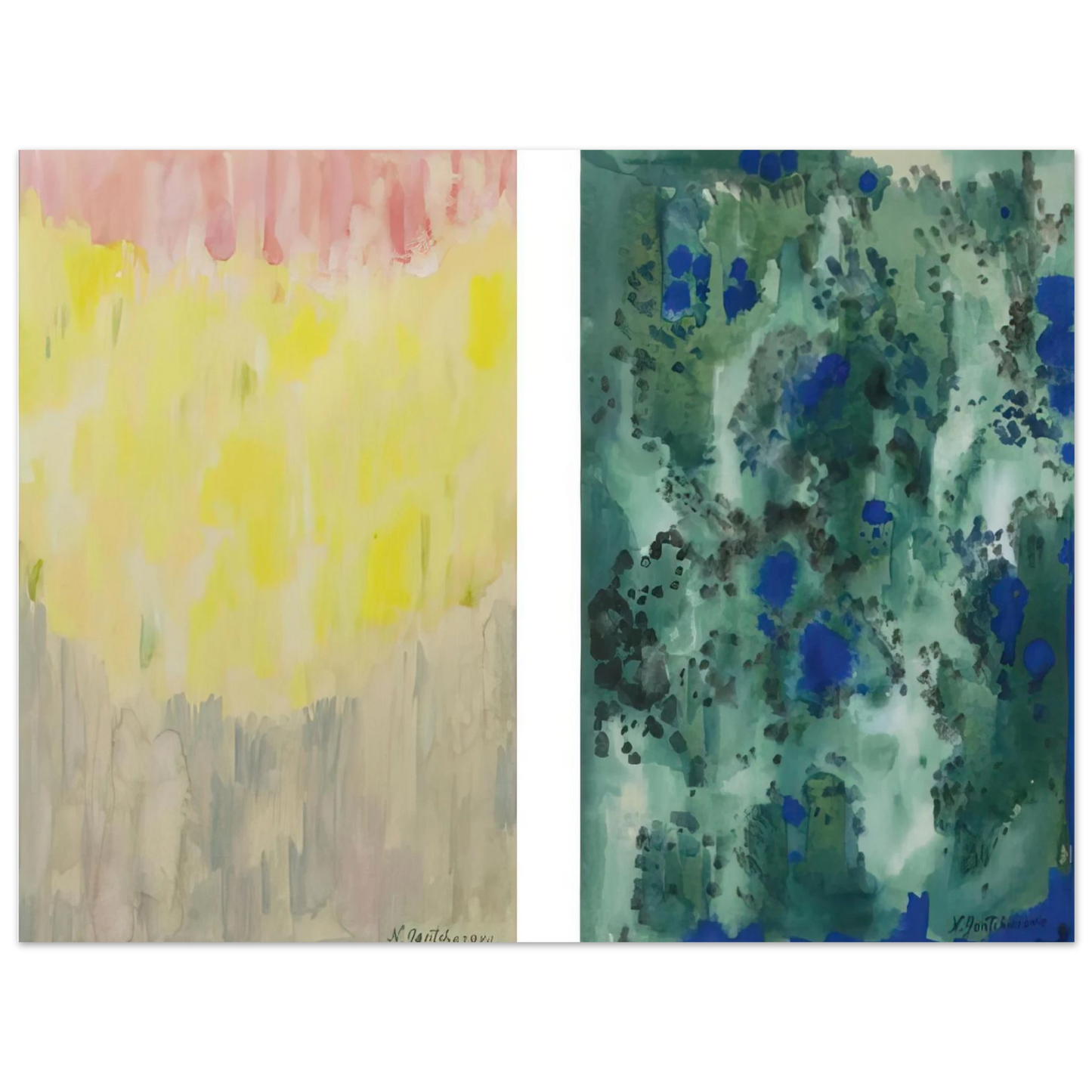 Natalia Goncharova - Harmony in Blue and Green. Abstract Composition - Abstract Art Fine Art Poster - Default Title