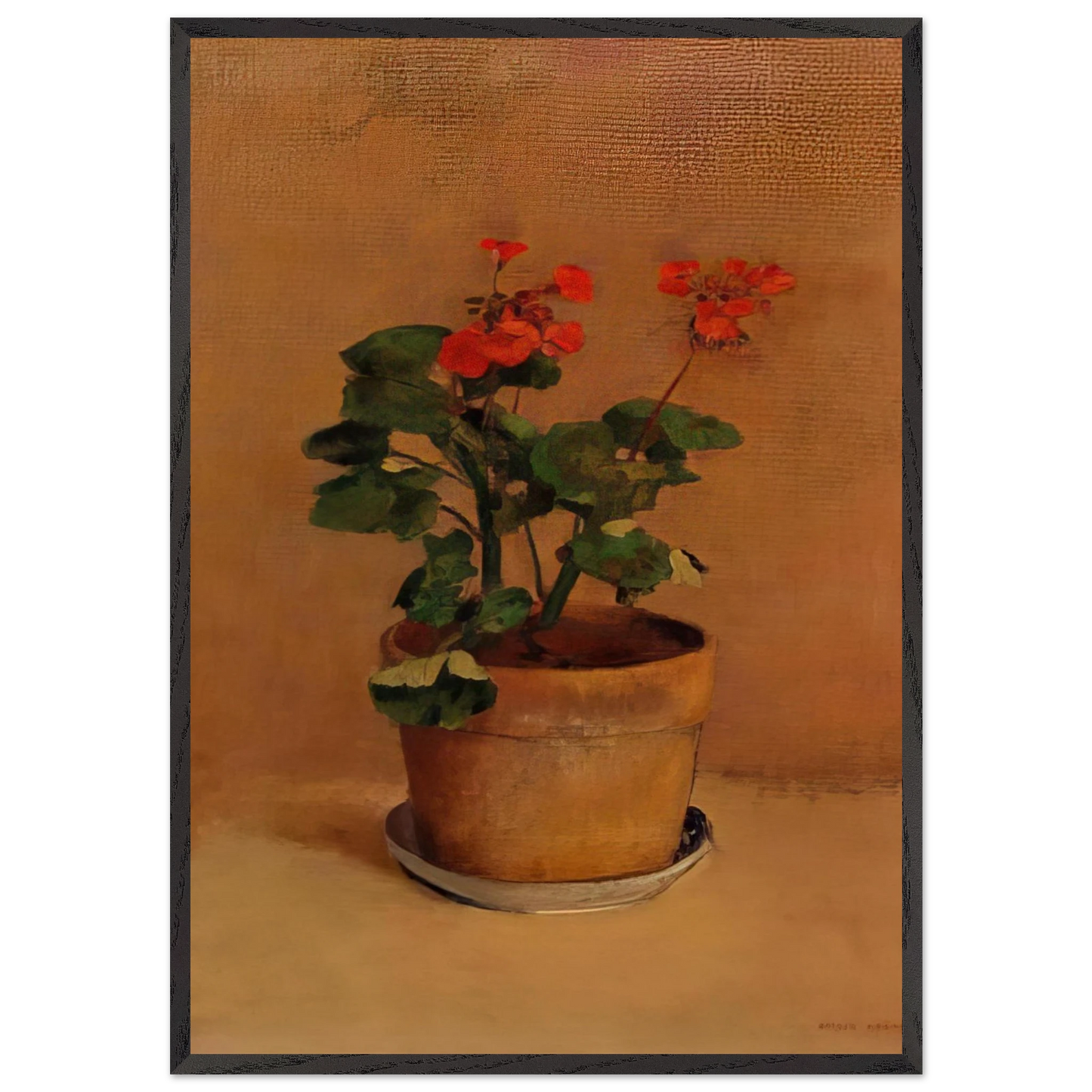 A POT OF GERANIUMS - Odilon Redon 70x100 cm / 28x40 inches Framed Art Print – Black Wooden Frame