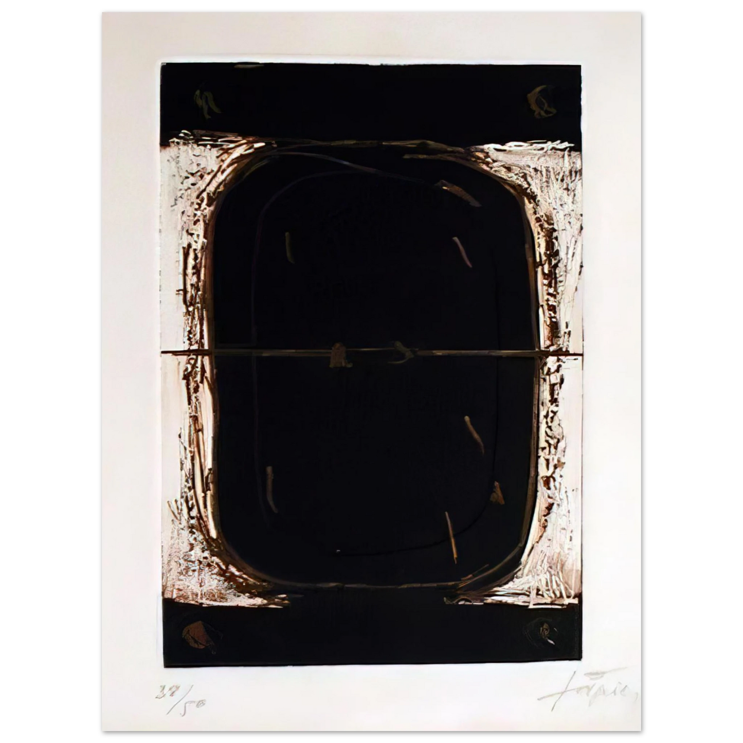 Antoni Tapies - ETCHING IN BROWN AND BURNT SIENNA 1962 Fine Art Poster - Default Title