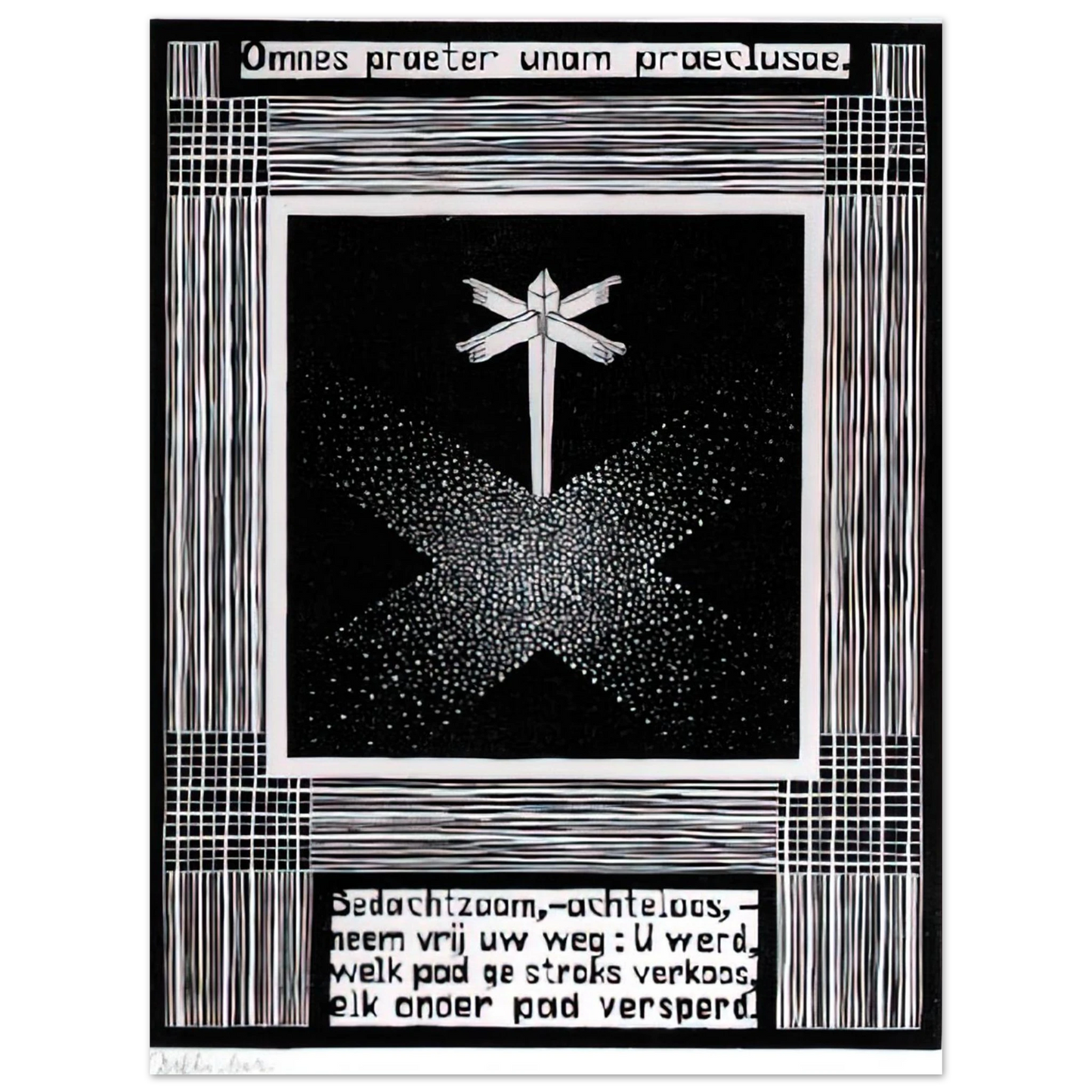 MC Escher - EMBLEMATA SIGNPOST Wall Art - 60x80 cm / 24x32 inches - Premium Wooden Framed Poster With Fine Art Paper - Wood frame