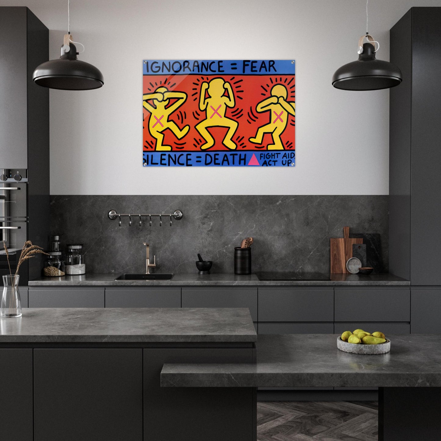 IGNORANCE FEAR 1989 - Keith Haring Acrylic Print - 70x100 cm / 28x40″ inches | Keith Haring Wall Art | Keith Haring Prints
