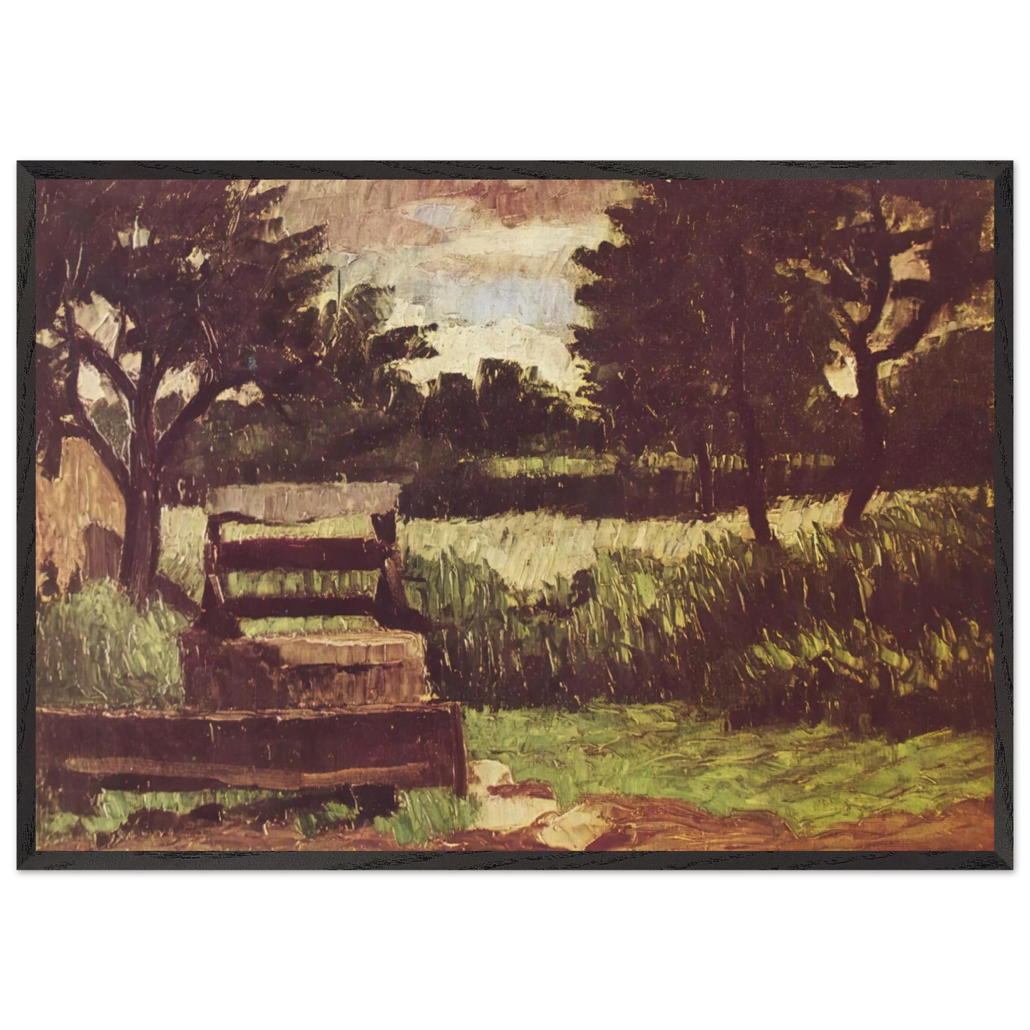 Landscape with fountain - Paul Cezanne 70x100 cm / 28x40 inches Framed Art Print – Black Wooden Frame