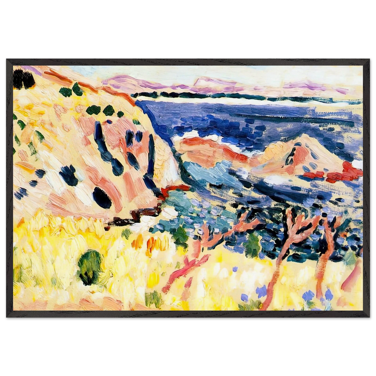 SEASCAPE 1905 - Henri Matisse 70x100 cm / 28x40 inches Framed Art Print – Black Wooden Frame