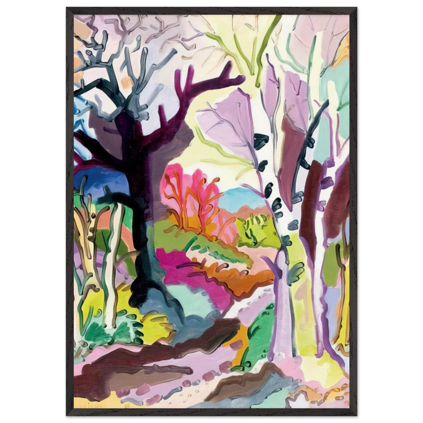 Lhiver dans les bois - 1965 - Charles Lapicque 70x100 cm / 28x40 inches Framed Art Print – Black Wooden Frame