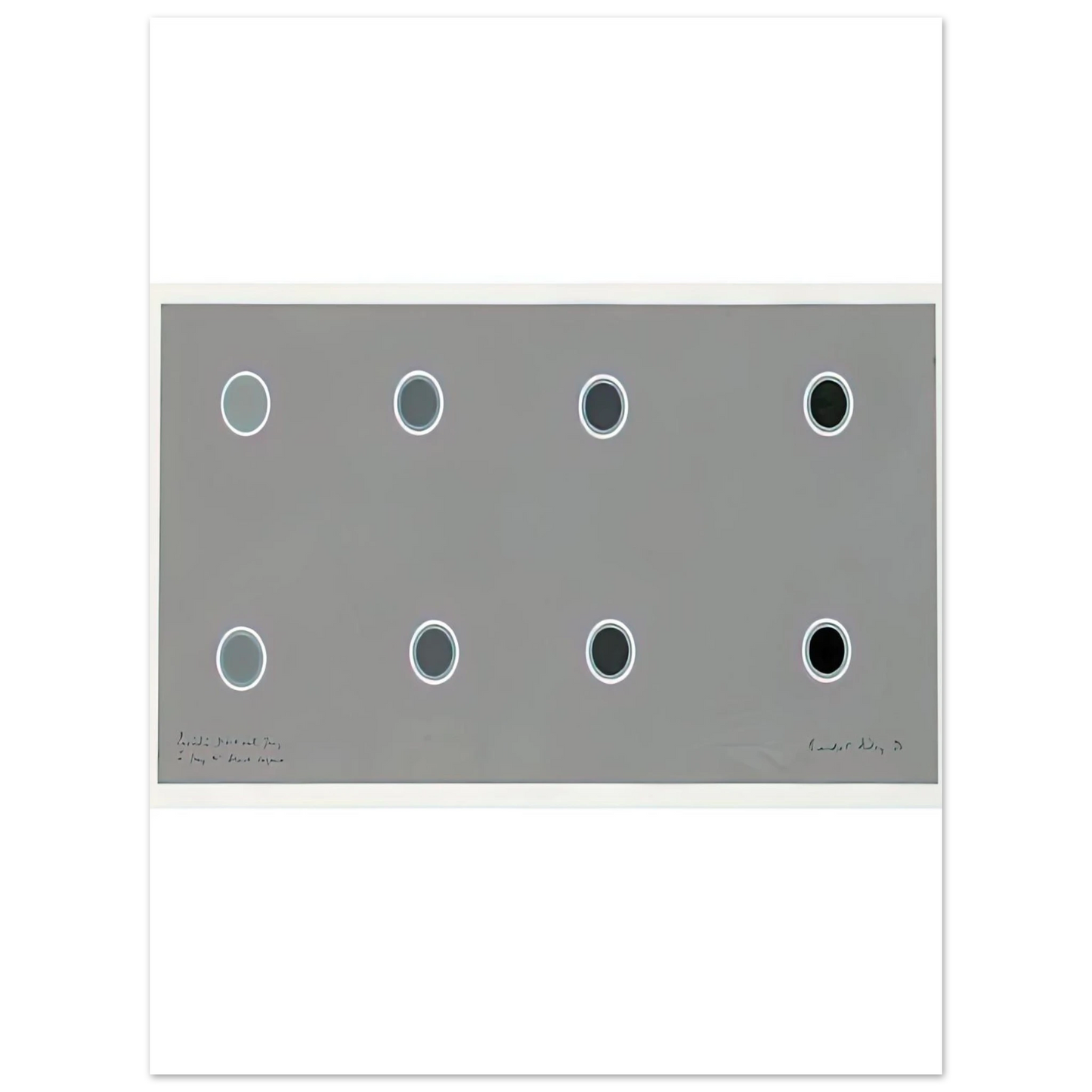 Bridget Riley - ENCIRCLING DISCS WITH GREY IN GREY TO BLACK SEQUENCE 1970 Fine Art Poster - Default Title