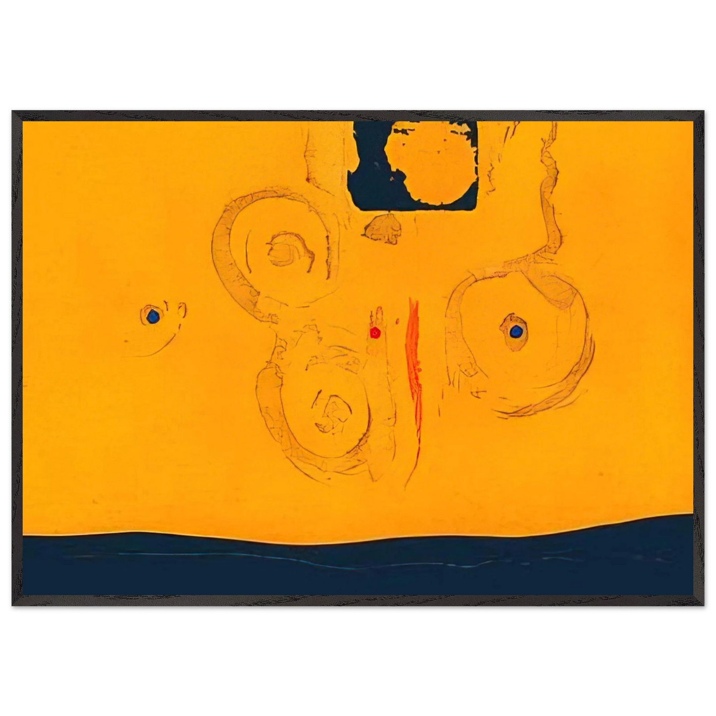 Helen Frankenthaler - Plaza Real - 1988 Wall art - 27x35 cm / 11x14 inches - Premium Wooden Framed Poster With Fine Art Paper - Black frame