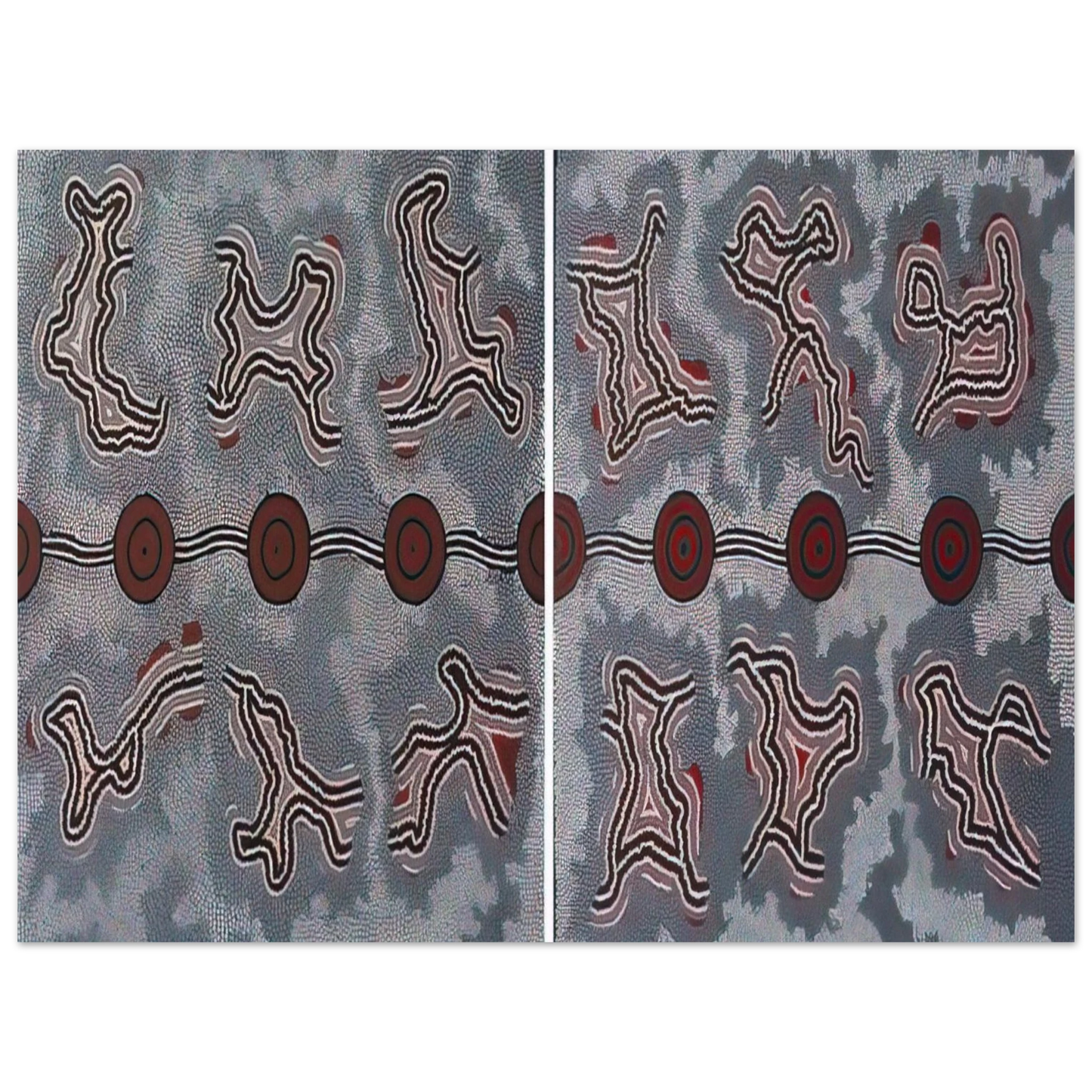 Clifford Possum Tjapaltjarri - Narripi Dreaming Diptych - 1990 Fine Art Poster - Default Title