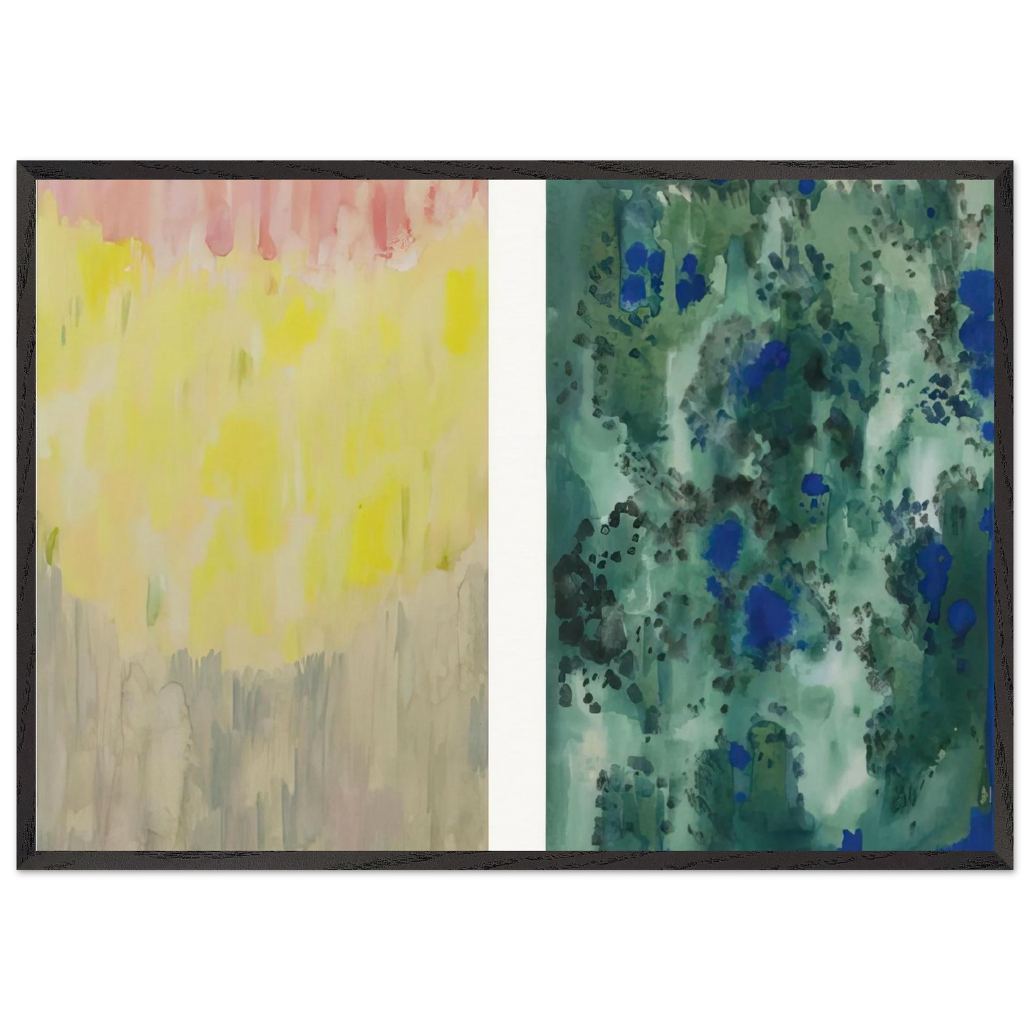 Harmony in Blue and Green Abstract Composition - Abstract Art - Natalia Goncharova Framed Art Print – Black Wooden Frame - Default Title - -Framed Art Print