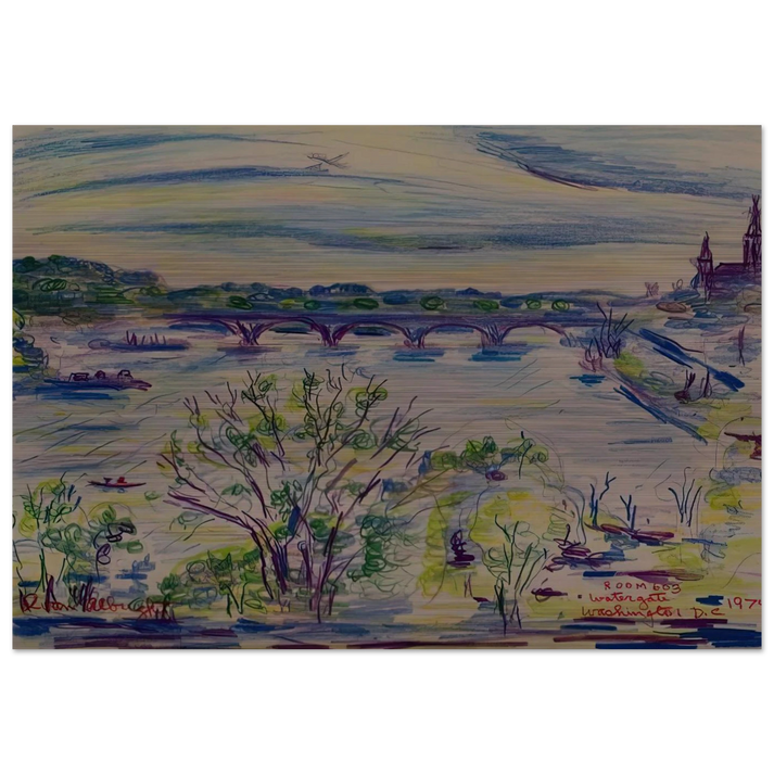 VIEW FROM ROOM 603 WATERGATE WASHINGTON D C 1974 - Ivan Albright Brushed Aluminum Print - 70x100 cm / 28x40 inches | Ivan Albright Aluminum Print | Ivan Albright Prints