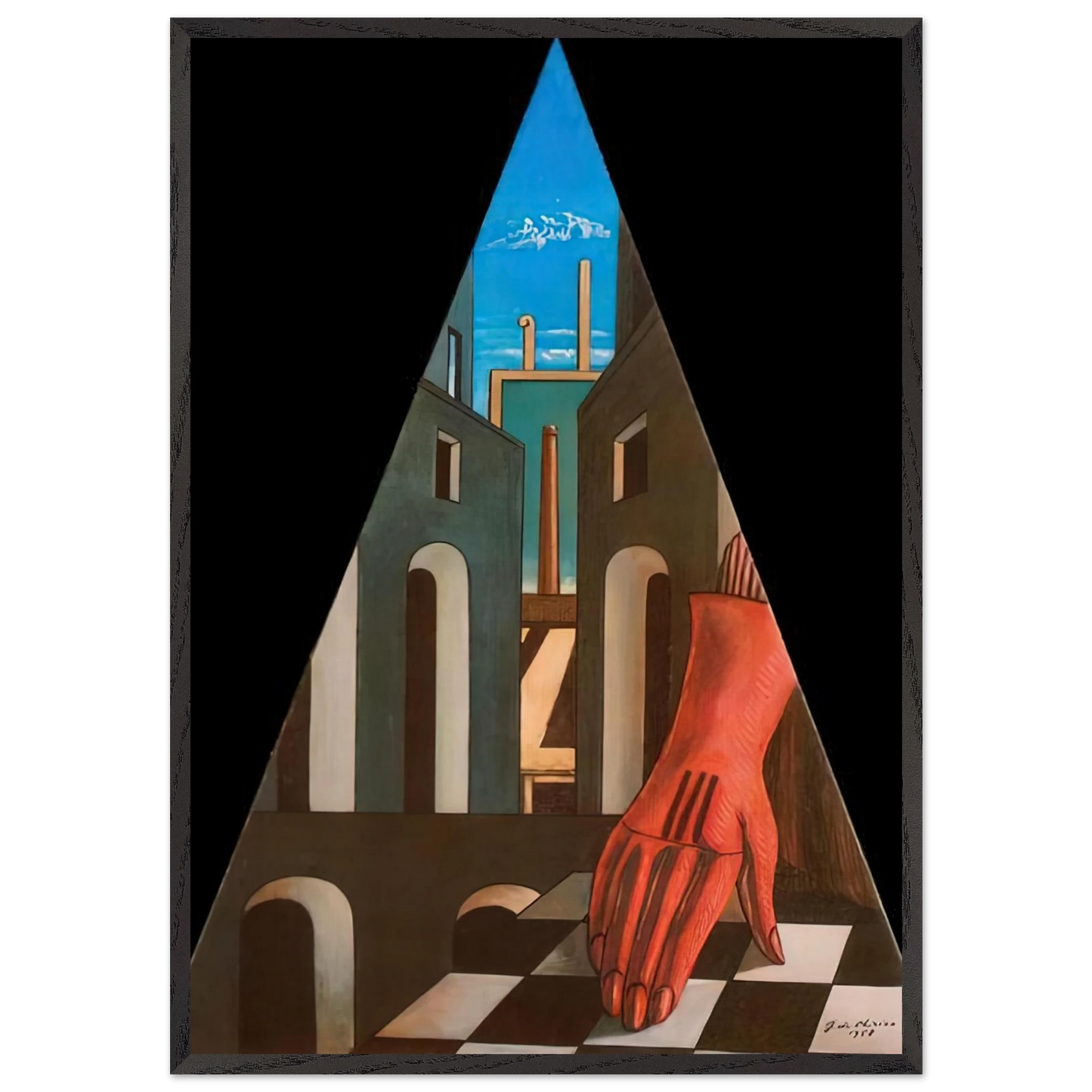 METAPHYSICAL TRIANGLE 1958 - Giorgio de Chirico 70x100 cm / 28x40 inches Framed Art Print – Black Wooden Frame