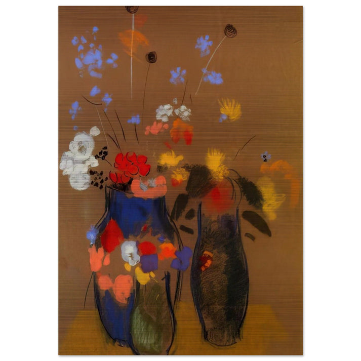 THREE VASES OF FLOWERS - Odilon Redon Brushed Aluminum Print - 70x100 cm / 28x40 inches | Odilon Redon Aluminum Print | Odilon Redon Prints