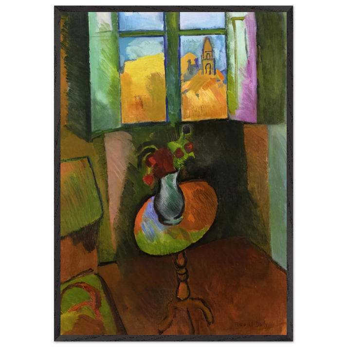 PEDISTAL TABLE RUE SEGUIER 1909 - Raoul Dufy 70x100 cm / 28x40 inches Framed Art Print – Black Wooden Frame