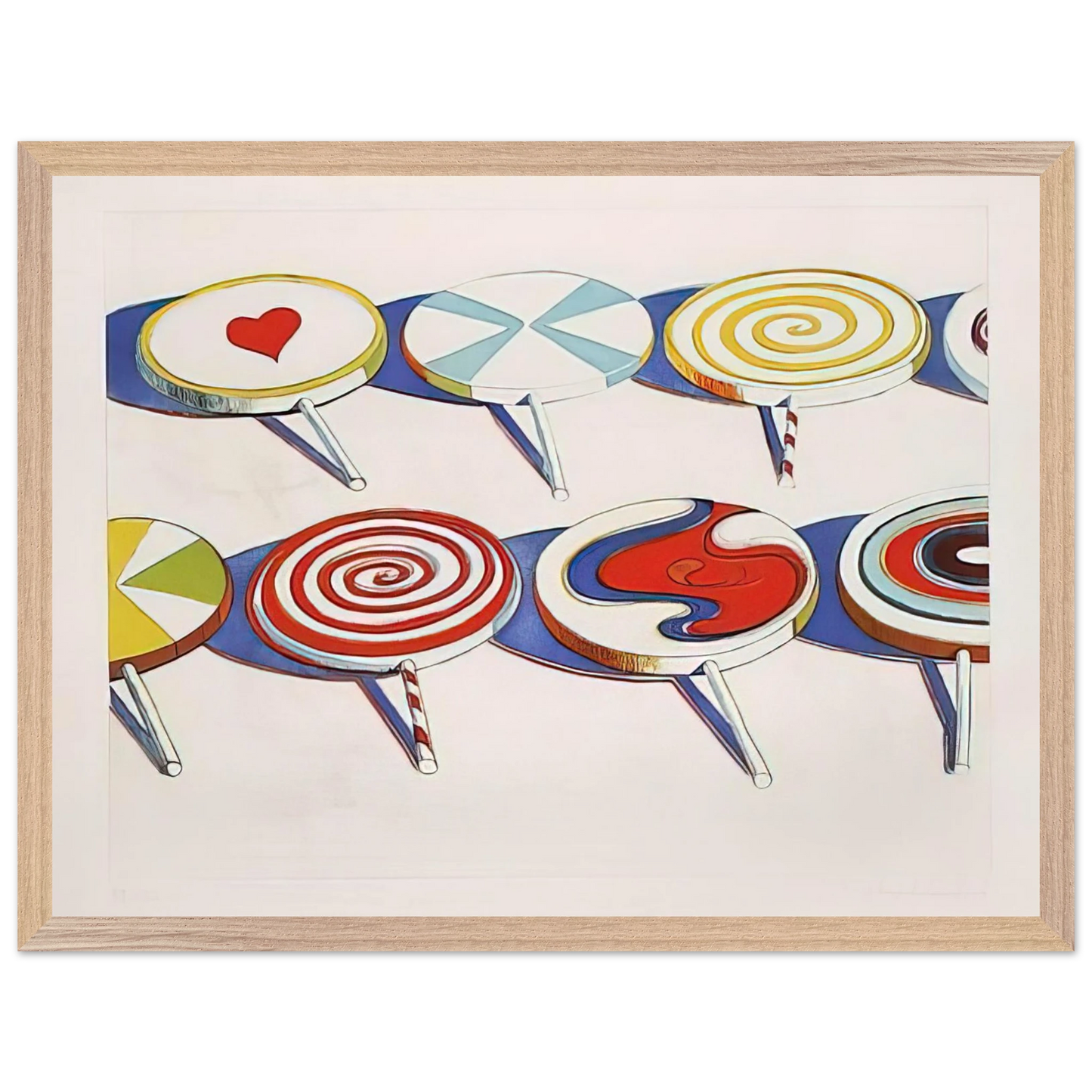 Wayne Thiebaud - Big Suckers - 1971 Wall Art - 60x80 cm / 24x32 inches - Premium Wooden Framed Poster With Fine Art Paper - Wood frame