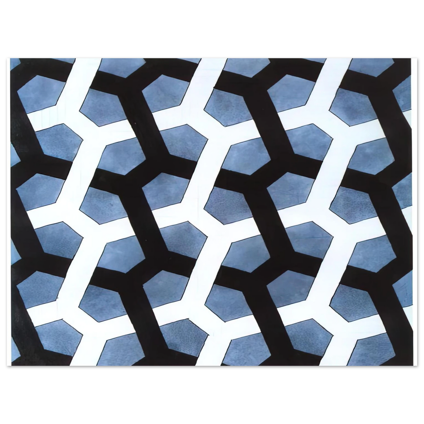 MC Escher - INTERLACED HEXAGON Wall Art - 60x80 cm / 24x32 inches - Premium Wooden Framed Poster With Fine Art Paper-canvas - Wood frame