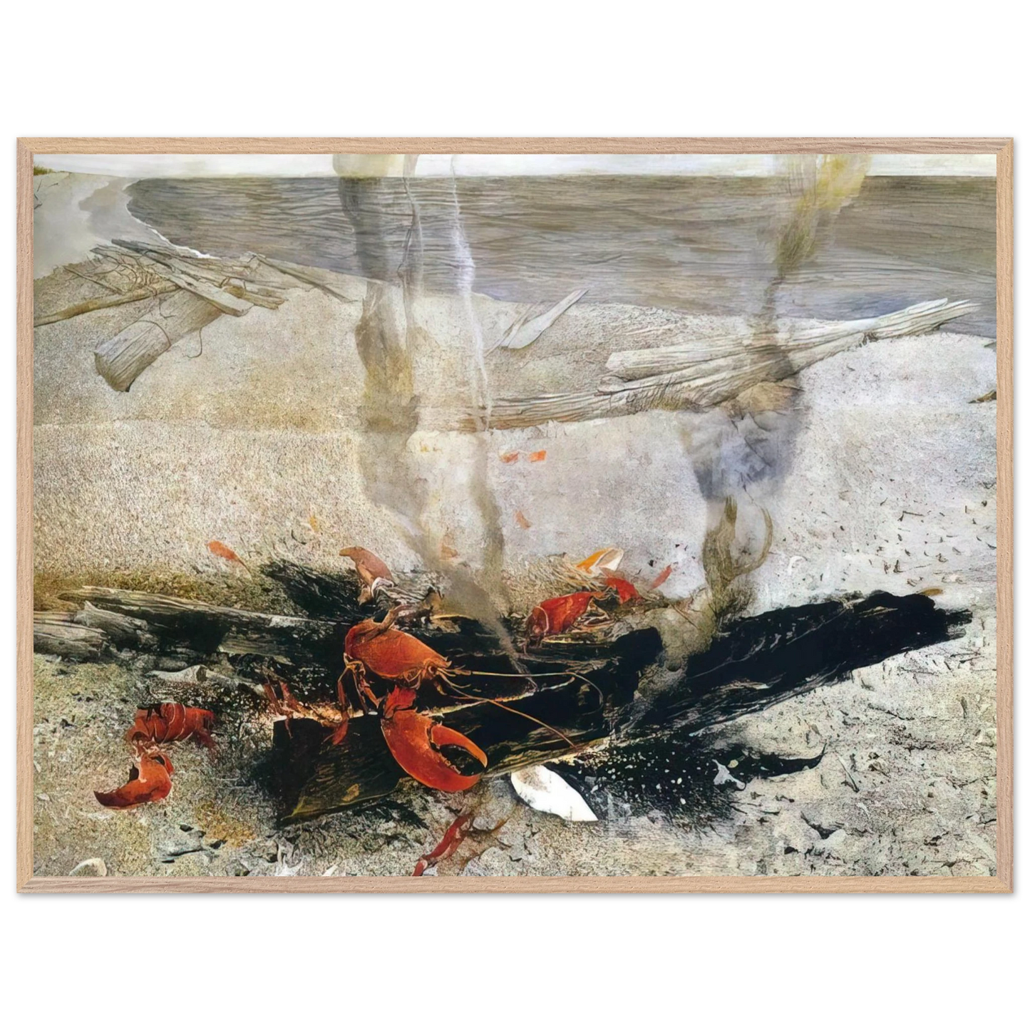 Andrew Wyeth - EMBERS 2000 Wall Art - 30x40 cm / 12x16 inches - Premium Wooden Framed Poster With Fine Art Paper - White frame