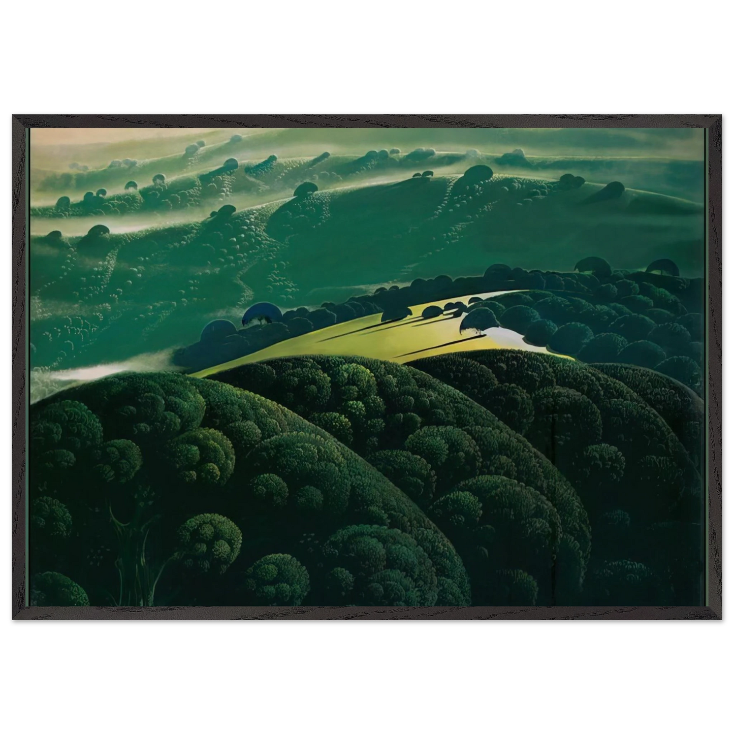 Morning Fog - Eyvind Earle 70x100 cm / 28x40 inches Framed Art Print – Black Wooden Frame