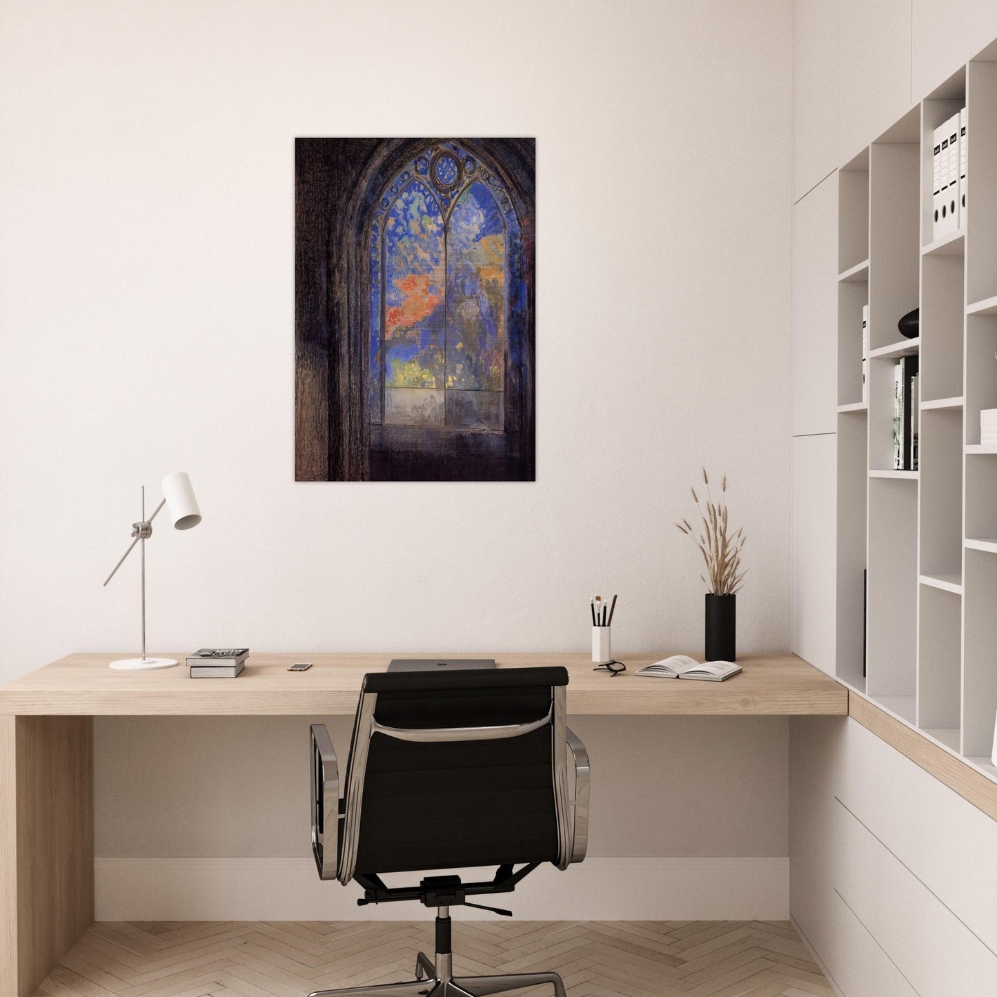STAINED GLASS WINDOW THE MYSTERIOUS GARDEN - Odilon Redon Brushed Aluminum Print - 70x100 cm / 28x40 inches | Odilon Redon Aluminum Print | Odilon Redon Prints