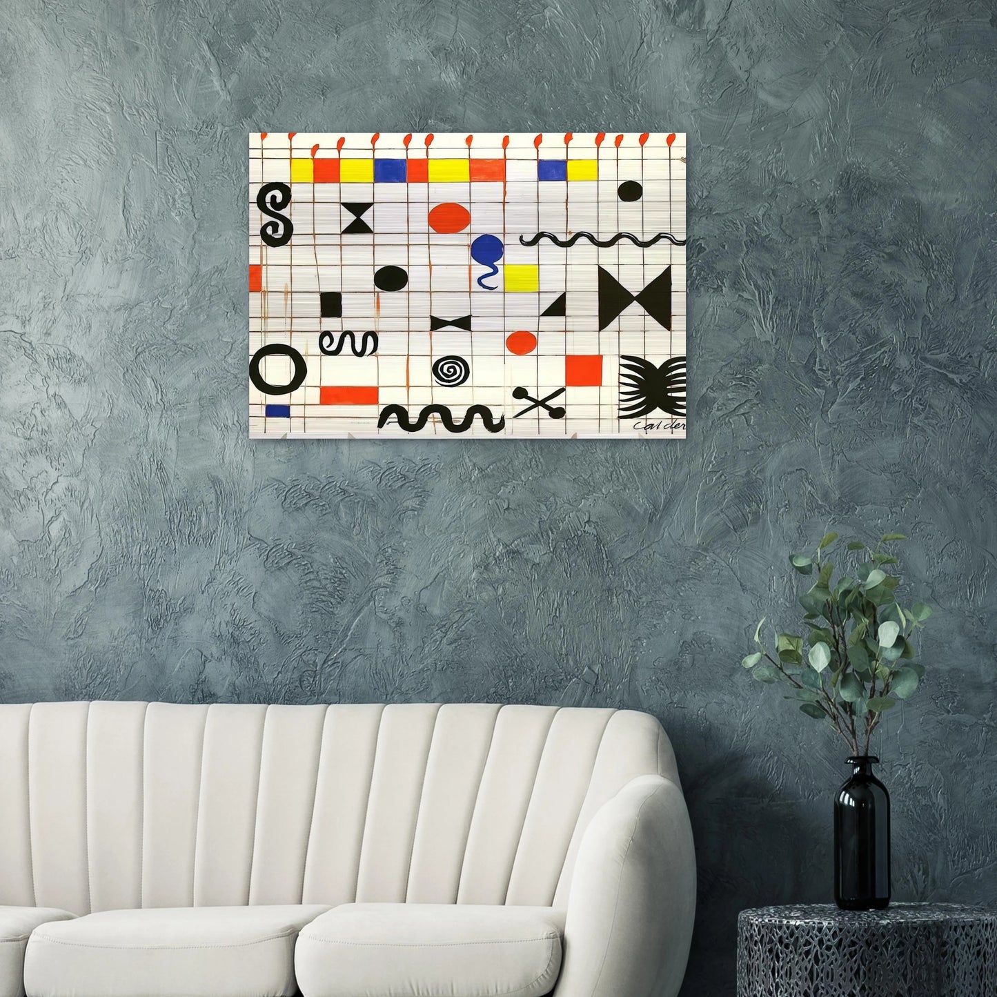 GRID WITH SYMBOLS 1966 - Alexander Calder Brushed Aluminum Print - 70x100 cm / 28x40 inches | Alexander Calder Aluminum Print | Alexander Calder Prints