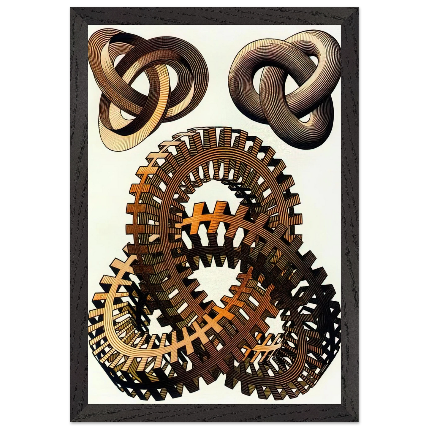 MC Escher - KNOTS COLOUR Wall Art - 60x80 cm / 24x32 inches - Premium Wooden Framed Poster With Fine Art Paper-canvas - Wood frame