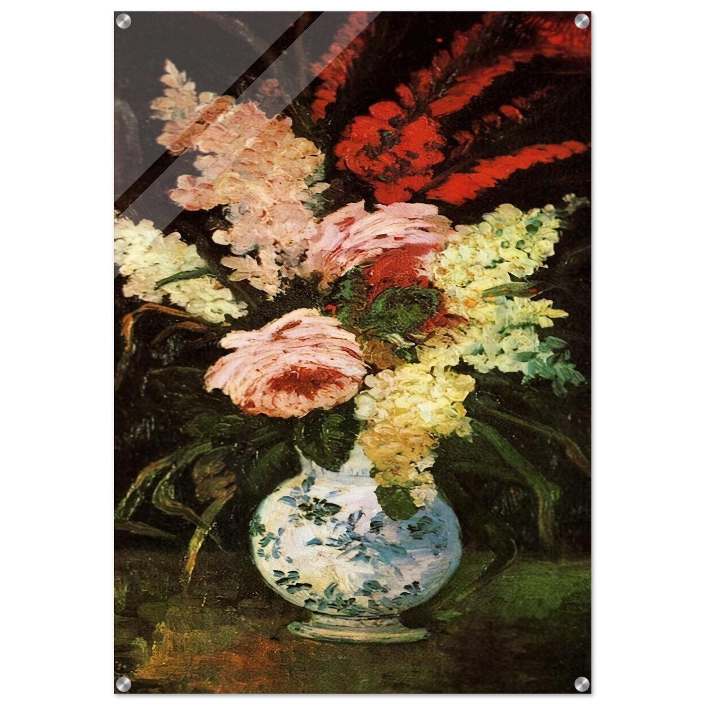 Vase with Gladioli and Lilac - Vincent van Gogh Acrylic Print - 70x100 cm / 28x40″ inches | Vincent van Gogh Wall Art | Vincent van Gogh Prints