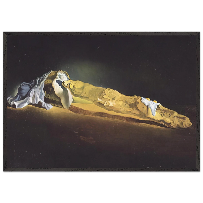 ORDINARY FRENCH LOAF WITH TWO FRIED EGGS - Salvador Dali 70x100 cm / 28x40 inches Framed Art Print – Black Wooden Frame