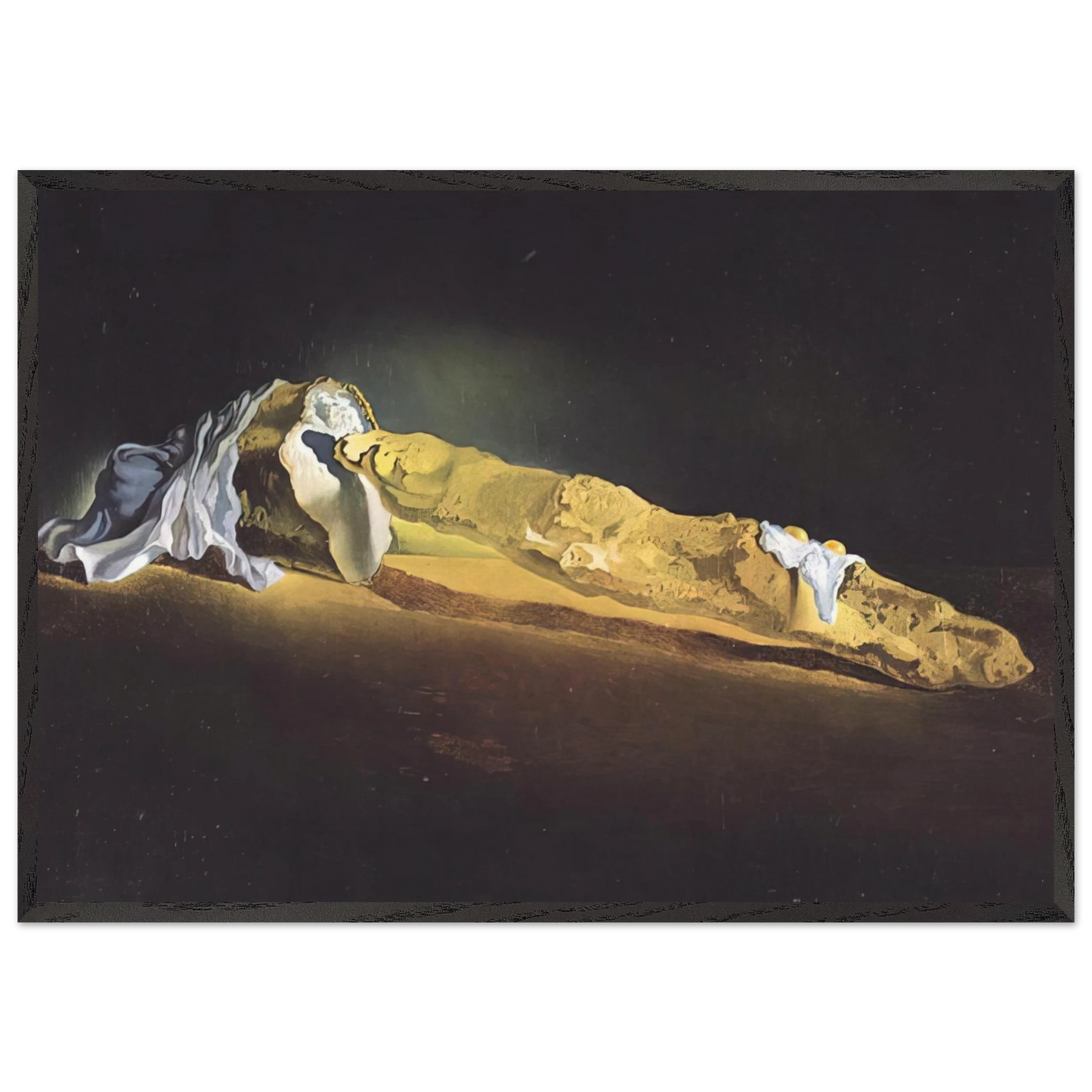 ORDINARY FRENCH LOAF WITH TWO FRIED EGGS - Salvador Dali Framed Art Print – Black Wooden Frame - Default Title - -Framed Art Print