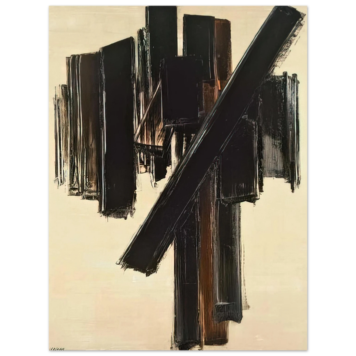 Pierre Soulages - Peinture, 10 juin 1958 - 1958 75x100 cm / 30x40inches Fine Art Poster