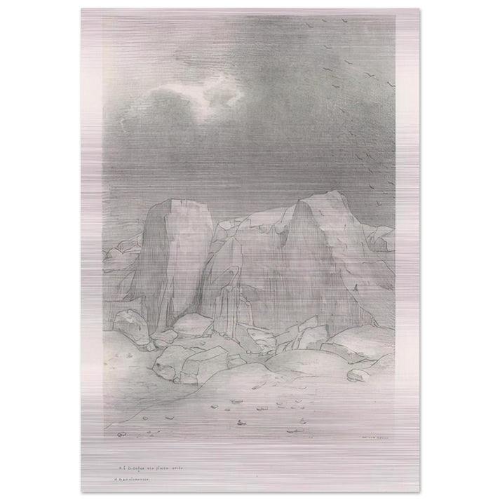 AND HE DISCERNS AN ARID KNOLL COVERED PLAIN PLATE 7 1896 - Odilon Redon Brushed Aluminum Print - 70x100 cm / 28x40 inches | Odilon Redon Aluminum Print | Odilon Redon Prints