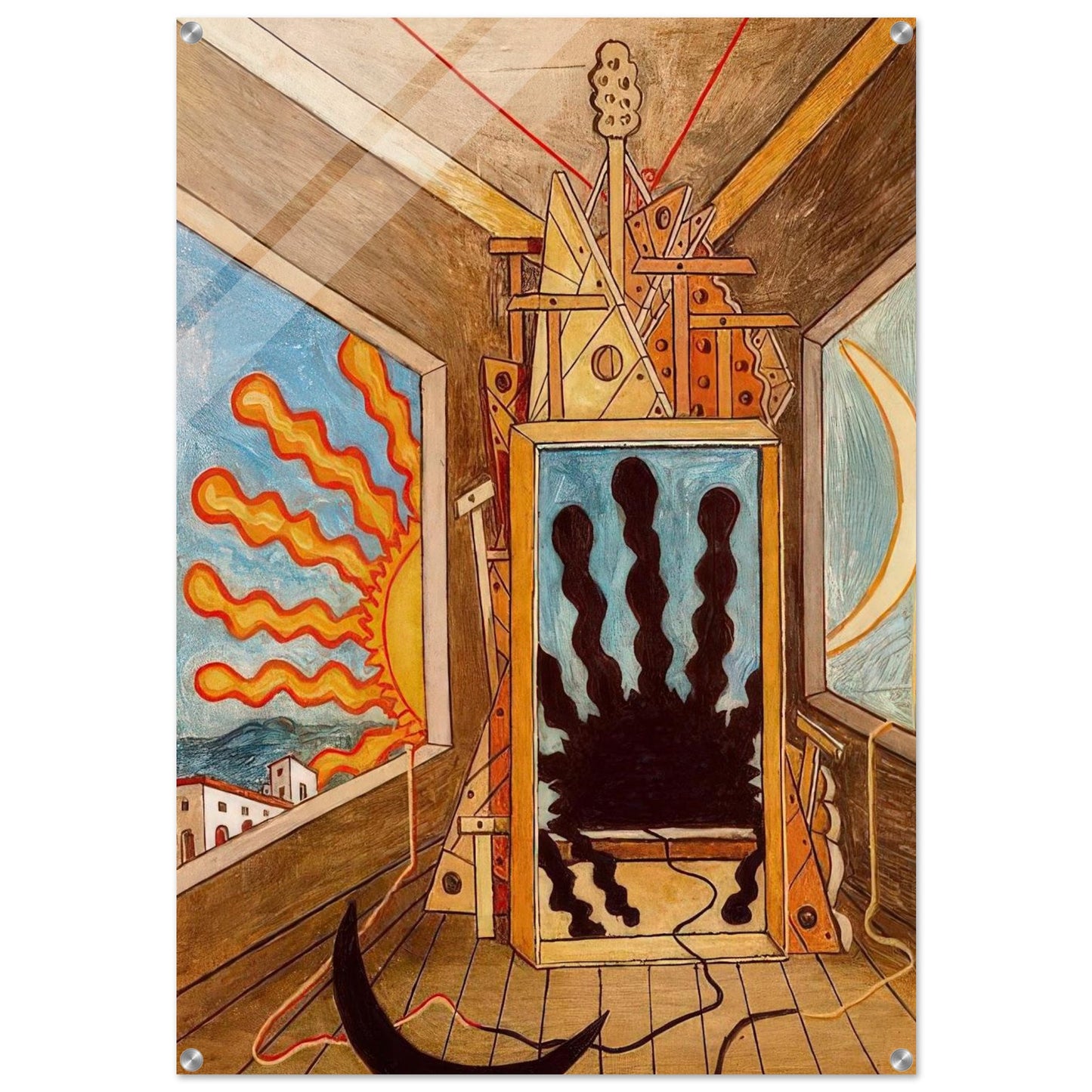 METAPHYSICAL INTERIOR WITH SUN WHICH DIES 1971 - Giorgio de Chirico Acrylic Print - 70x100 cm / 28x40″ inches